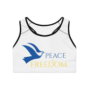Ukraine Peace & Freedom Sports Bra - White